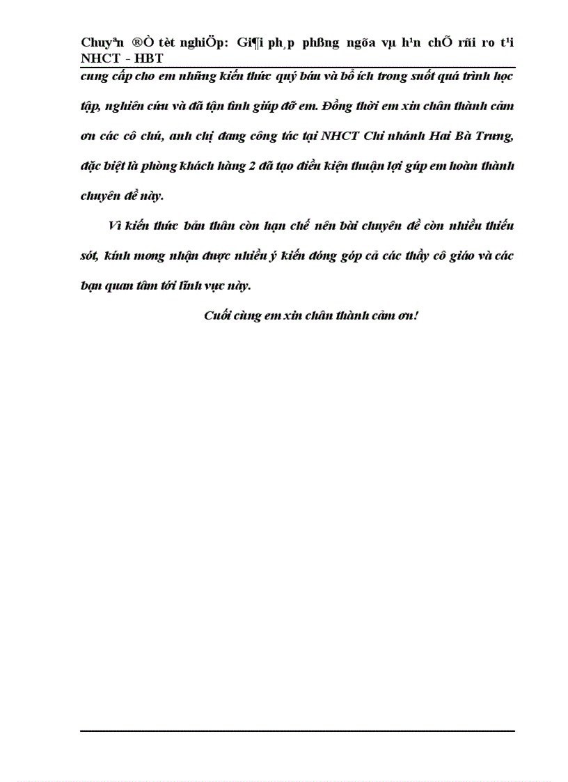 image for page Một số giải pháp phòng ngừa và hạn chế rủi ro tín dụng tại Ngân Hàng Công Thương Hai Bà Trưng