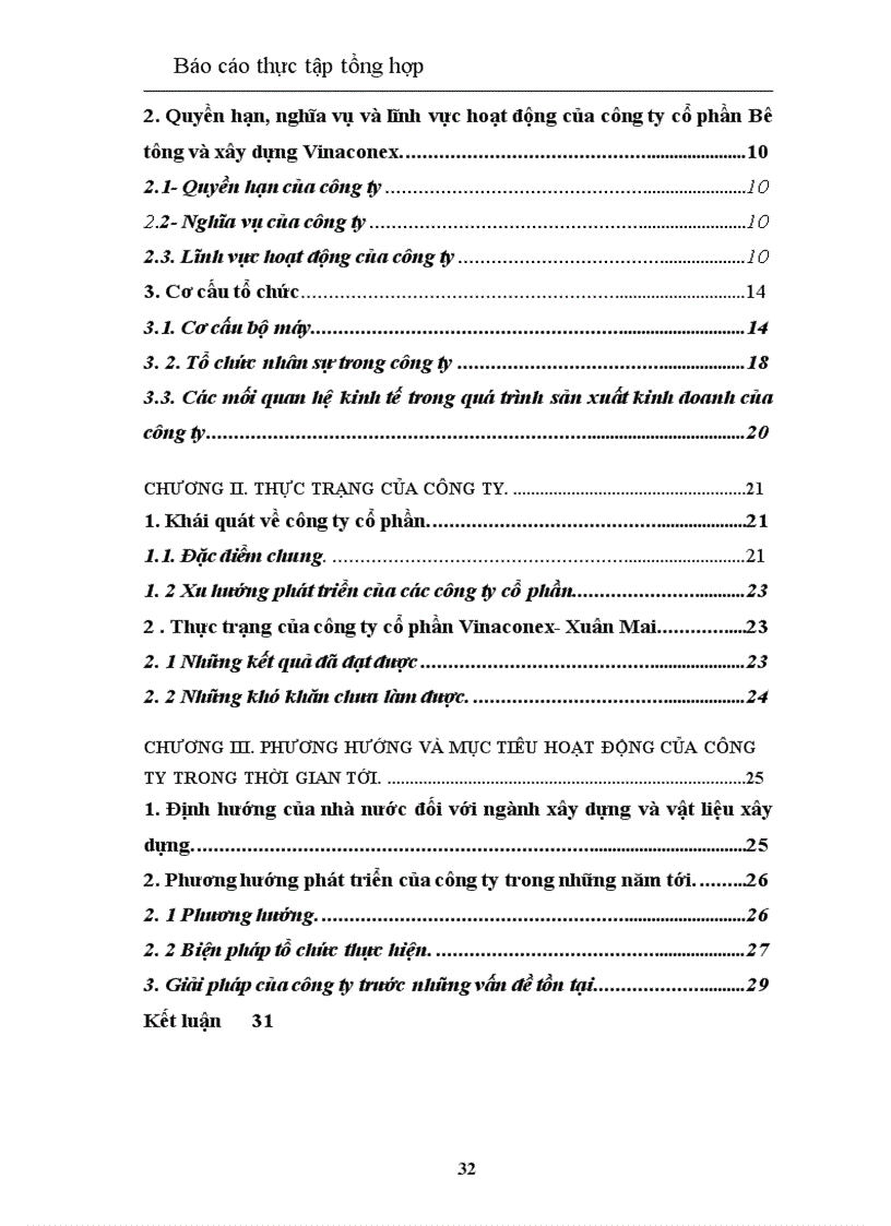 image for page Thực trạng của công ty cổ phần và xây dựng Vinaconex Xuân Mai