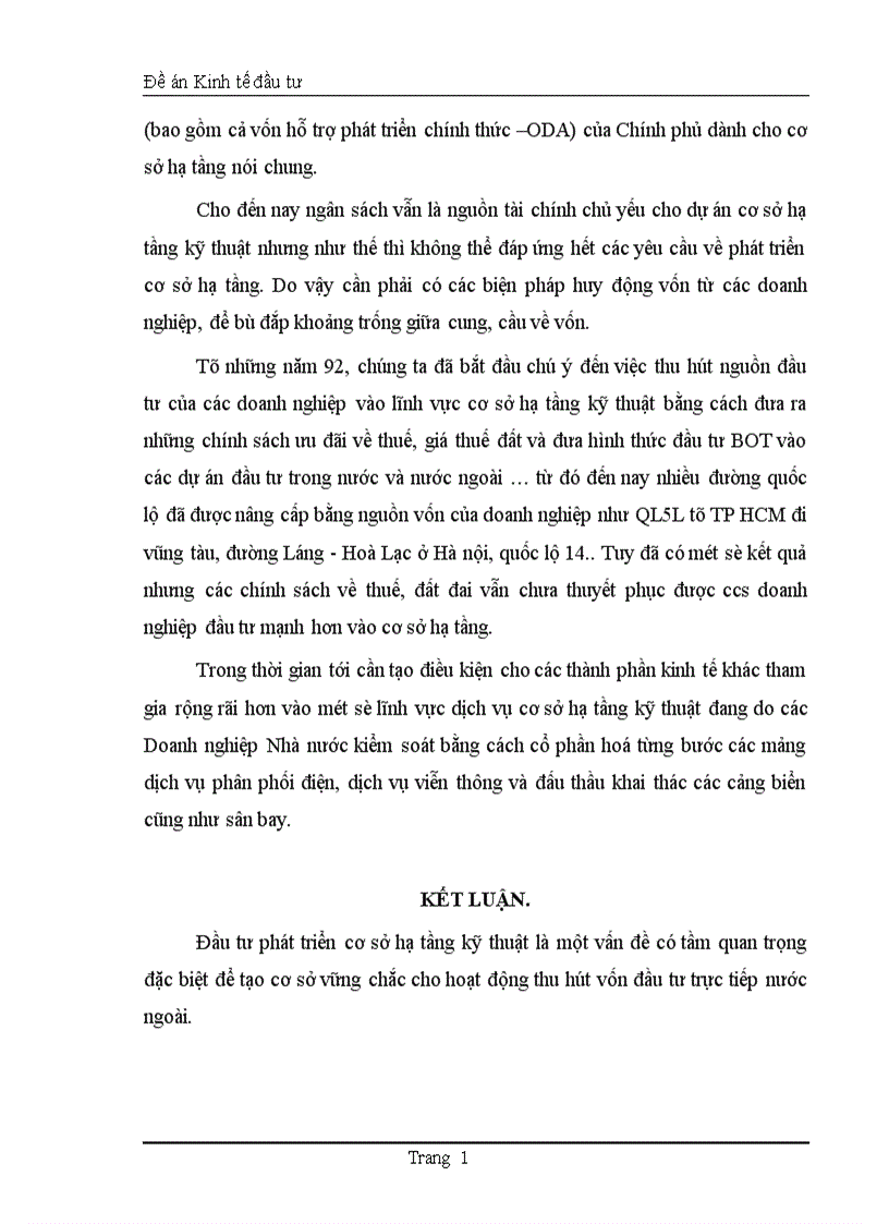 image for page Thực trạng đầu tư phát triển cơ sở hạ tầng kỹ thuật ở Việt Nam trong thời gian qua và một số giải pháp trong thời gian tới nhằm thu hút vốn đầu tư trực tiếp nước ngoài 1
