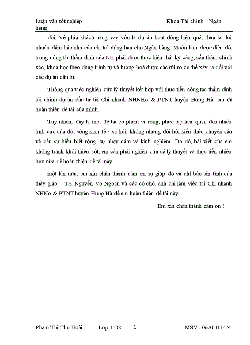 image for page Thực trạng và giải pháp nâng cao chất lượng thẩm định DAĐT tại Chi nhánh NHNo PTNT huyện Hưng Hà