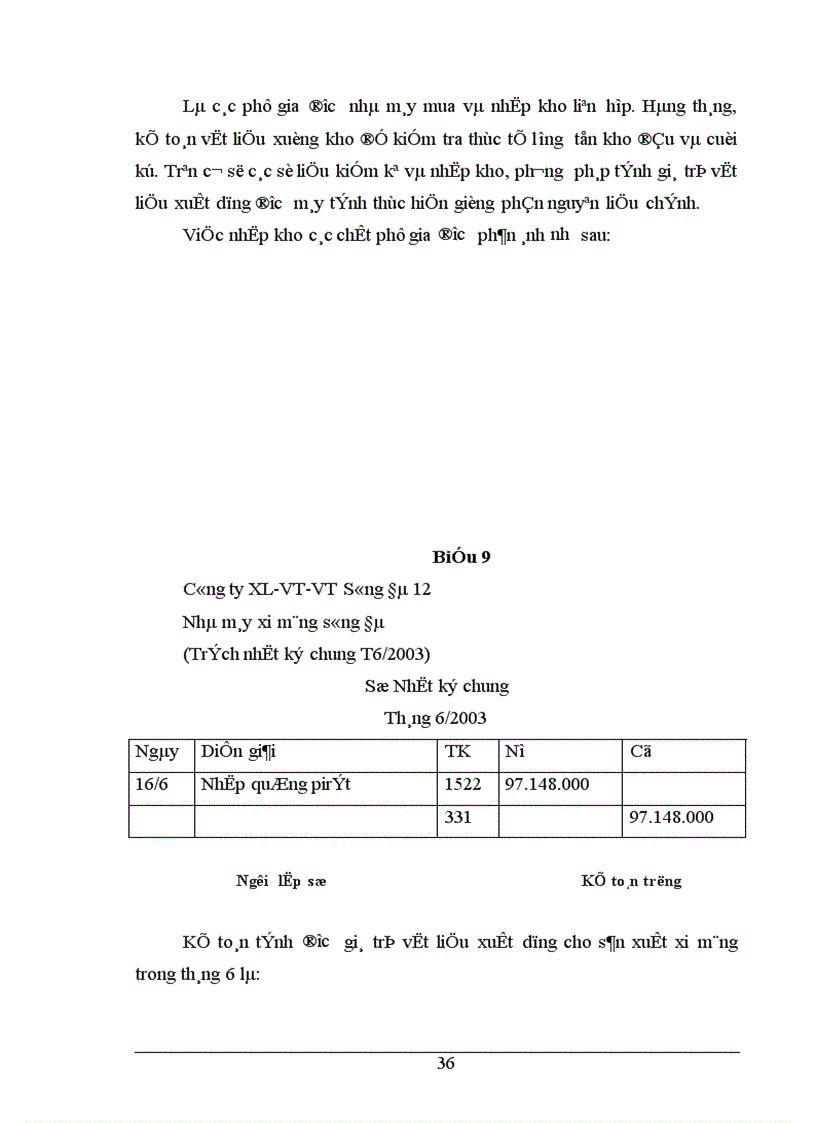 image for page Tình hình thực tế về công tác kế toán tập hợp chi phí sản xuất và tình giá thành sản phẩm ở Nhà máy xi măng Sông Đà thuộc công ty xây lắp vật tư vận tải Sông Đà 1