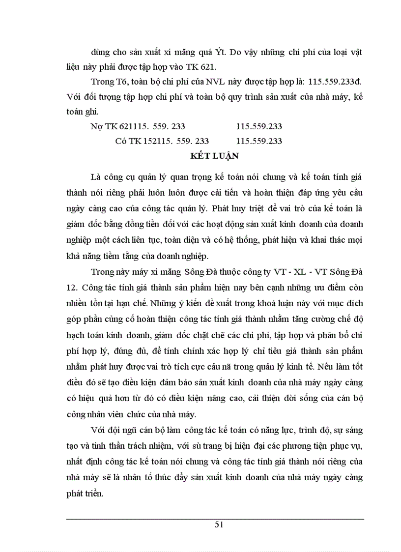 image for page Tình hình thực tế về công tác kế toán tập hợp chi phí sản xuất và tình giá thành sản phẩm ở Nhà máy xi măng Sông Đà thuộc công ty xây lắp vật tư vận tải Sông Đà 1