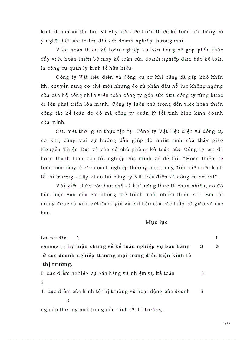 image for page Hoàn thiện kế toán nghiệp vụ bán hàng ở các doanh nghiệp thương mại trong điều kiện nền kinh tế thị trưòng Lấy ví dụ tại công ty Vật Liệu Điện Dụng Cụ Cơ Khí 1
