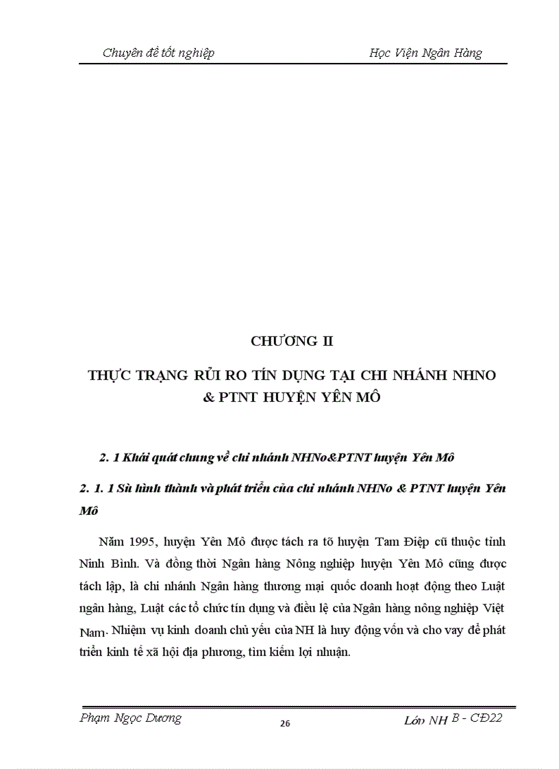 image for page Giải pháp phòng ngừa hạn chế rủi ro tín dụng trong hoạt động kinh doanh tại Ngân hàng Nông nghiệp và phát triển nông thôn Việt Nam chi nhánh Huyện Yên Mô Tỉnh Ninh Bình