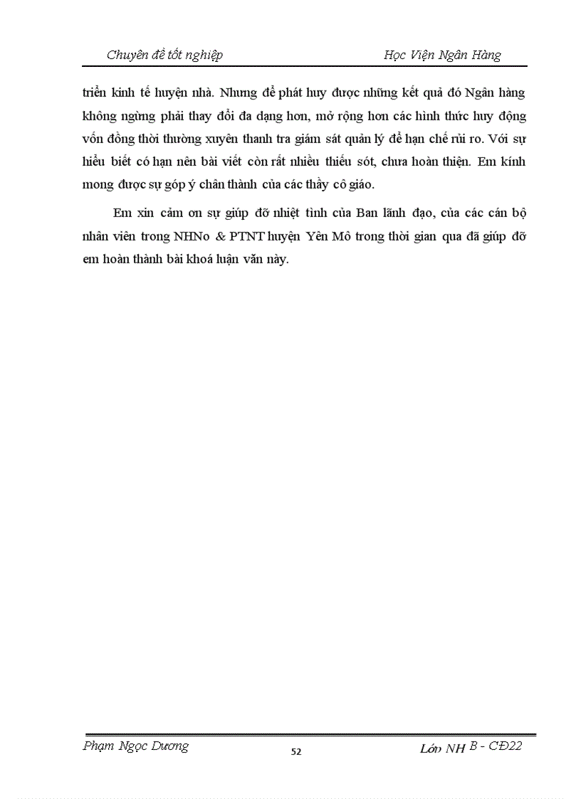 image for page Giải pháp phòng ngừa hạn chế rủi ro tín dụng trong hoạt động kinh doanh tại Ngân hàng Nông nghiệp và phát triển nông thôn Việt Nam chi nhánh Huyện Yên Mô Tỉnh Ninh Bình