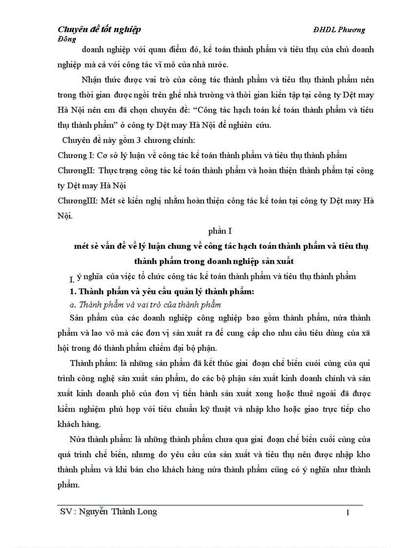 Công tác hạch toán kế toán thành phẩm và tiêu thụ thành phẩm 1