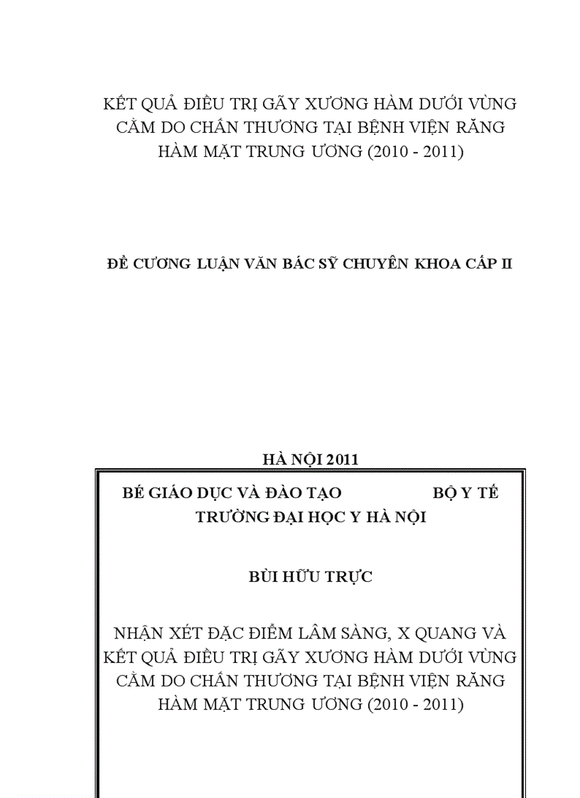 image for page Nhận xột đặc điểm lõm sàng X quang và kết quả điều trị góy XHD vùng cằm do chấn thương tại Bệnh viện Răng Hàm Mặt trung ương 2010 2011