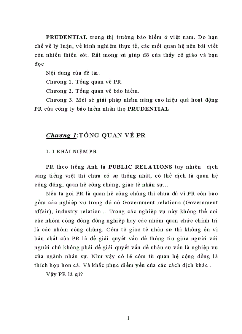 Một số giải pháp nhằm nâng cao hiệu quả hoạt động PR Public Relations Quan hệ cộng đồng cho ng ty bảo hiểm nhân thọ Prudential 1