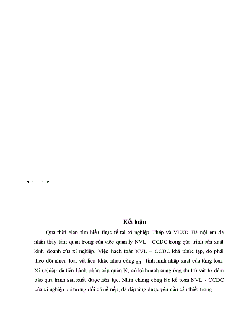 image for page Tình hình thực tế về kế toán nguyên vật liệu công cụ dụng cụ tại xí nghiệp thép và VLXD Hà nội