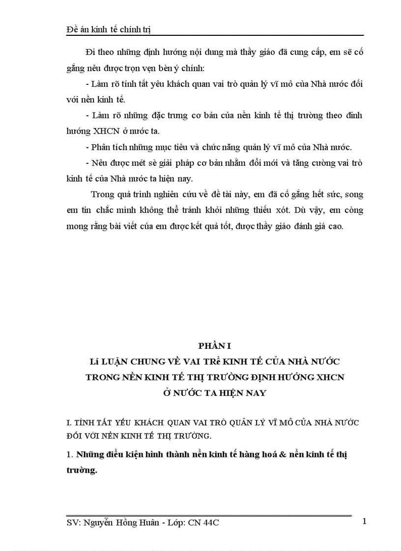 Vai trò kinh tế của Nhà nước trong nền kinh tế thị trường định hướng XHCN ở nước ta hiện nay 1