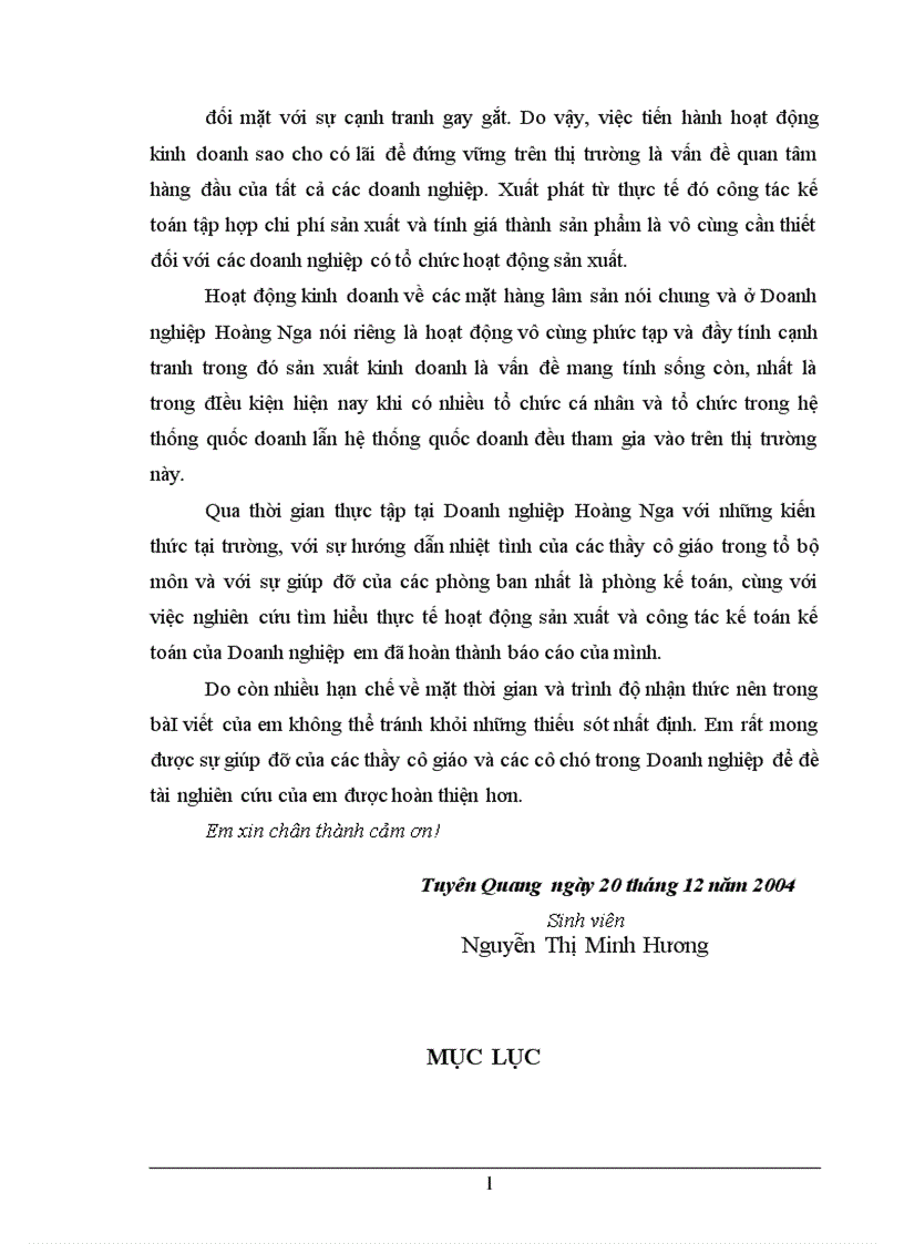 image for page Quản lý chi phí và tính giá thành sản phẩm tại DNTN Hoàng Nga