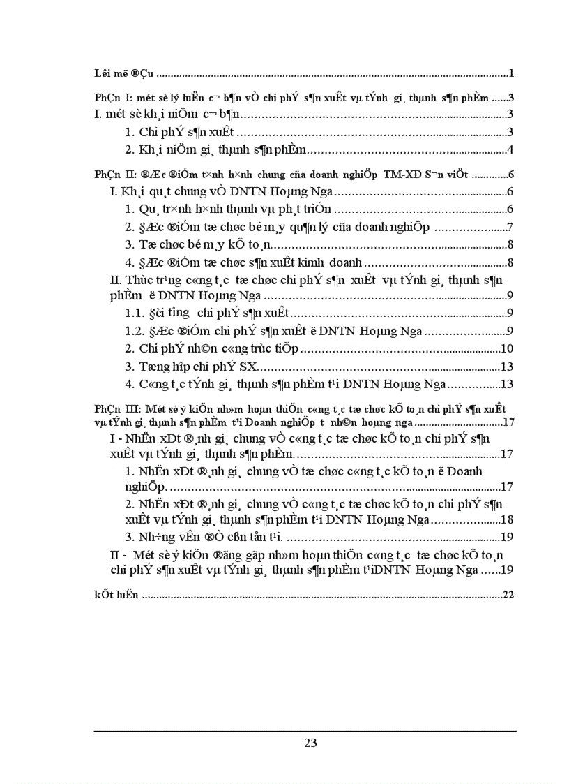 image for page Quản lý chi phí và tính giá thành sản phẩm tại DNTN Hoàng Nga