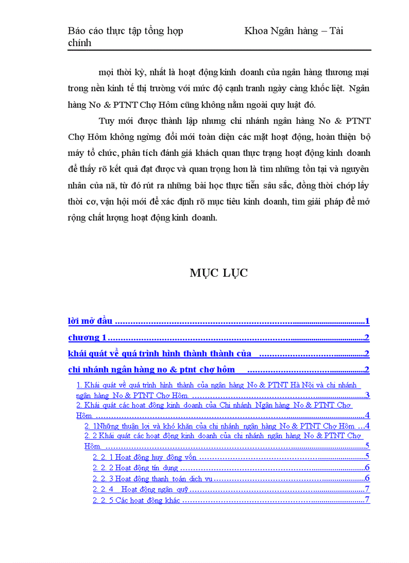 image for page Thực trạng kinh doanh của chi nhánh ngân hàng No PTNT Chợ Hôm