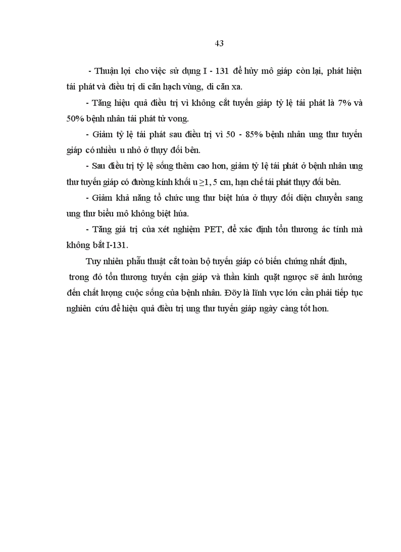image for page Nghiên cứu điều trị ung thư tuyến giáp thể biệt hóa bằng phẫu thuật cắt toàn bộ tuyến giáp và các mức liều i 131 hủy mô giáp