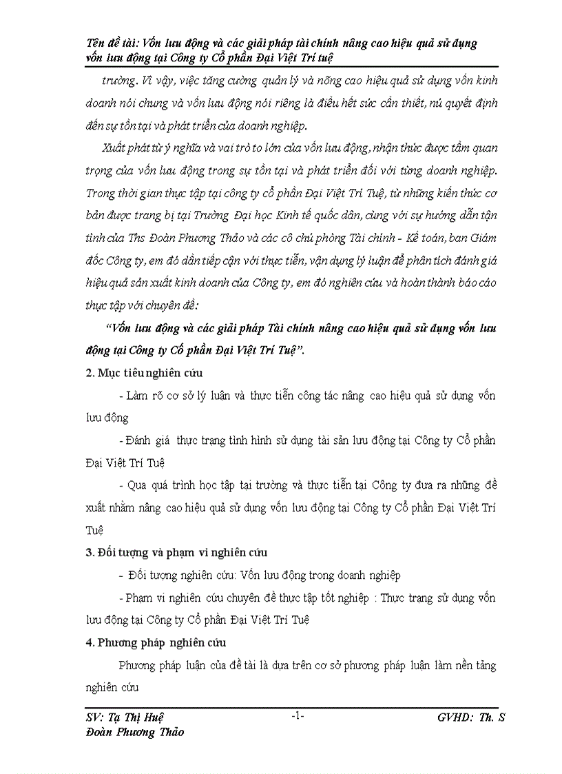 image for page Vốn lưu động và các giải pháp tài chính nâng cao hiệu quả sử dụng vốn lưu động tại Công ty Cố phần Đại Việt Trí Tuệ