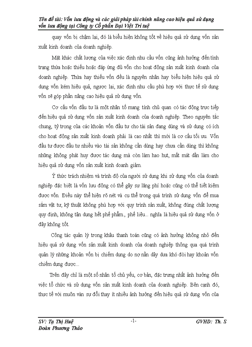 image for page Vốn lưu động và các giải pháp tài chính nâng cao hiệu quả sử dụng vốn lưu động tại Công ty Cố phần Đại Việt Trí Tuệ