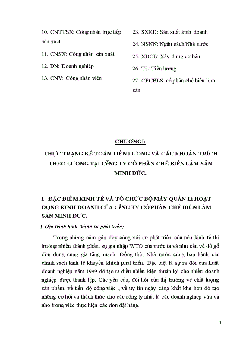 image for page Hoàn thiện kê toán tiền lương và các khoản trích theo lương tại Công ty cổ phần chế biến lâm sản Minh Đức 1