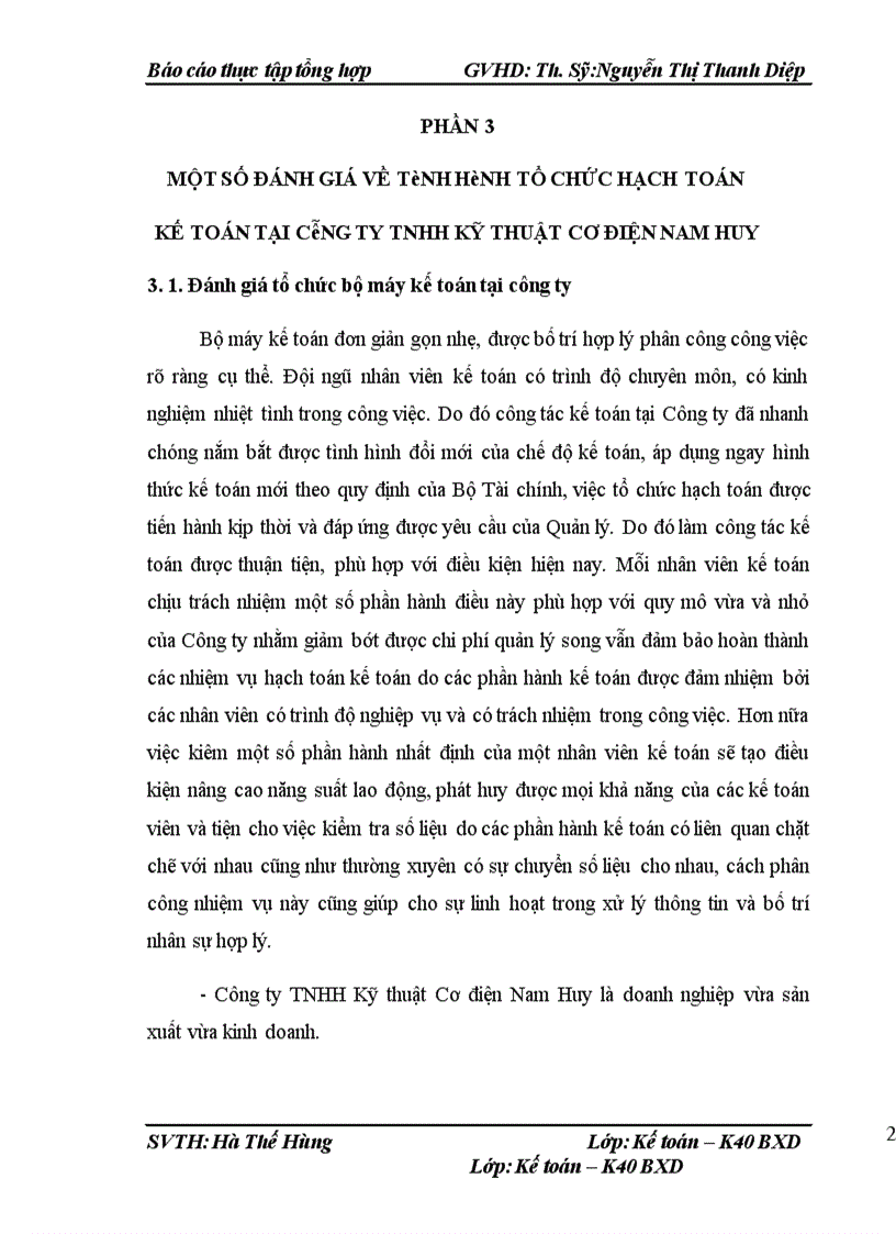 image for page Tổ chức bộ máy kế toán và hệ thống kế toán tại Công ty TNHH kỹ thuật cơ điện Nam Huy