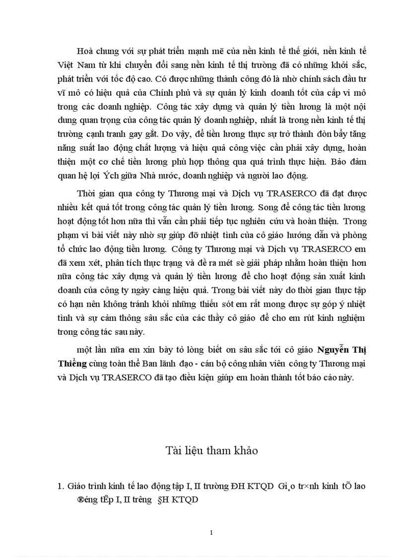 image for page Hoàn thiện công tác xây dựng và quản lý quỹ tiền lương ở công ty Thương mại và Dịch vụ TRASERCO 1