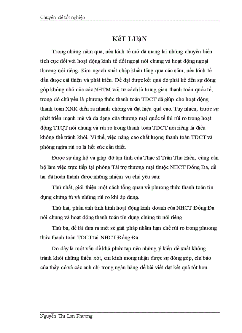 image for page Giải pháp nhằm hạn chế rủi ro trong phương thức thanh toán tín dụng chứng từ tại Ngân hàng Công thương Đống Đa 1