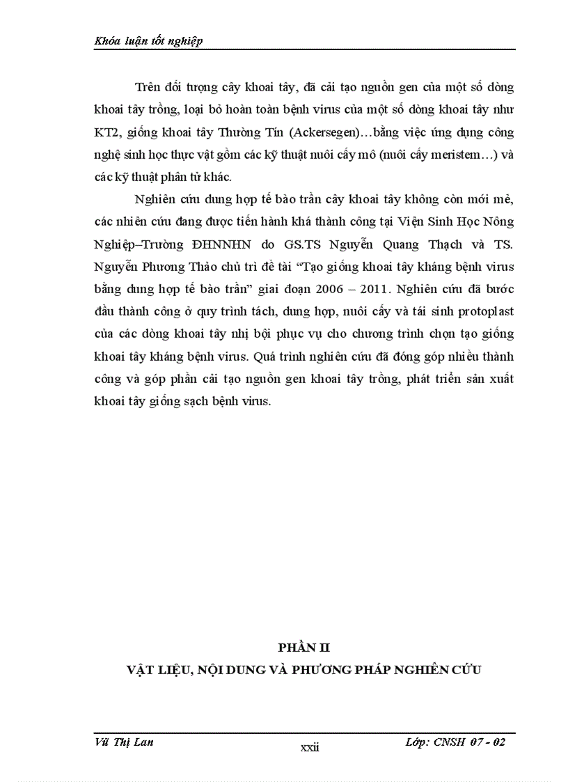 image for page Nghiên cứu đánh giá các đặc tính nông sinh học và khả năng kháng virus của con lai soma khoai tây dung hợp tế bào trần