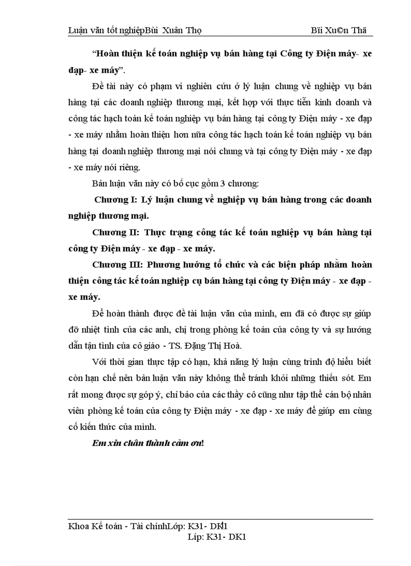 image for page Hoàn thiện kế toán nghiệp vụ bán hàng tại Công ty Điện máy xe đạp xe máy 1