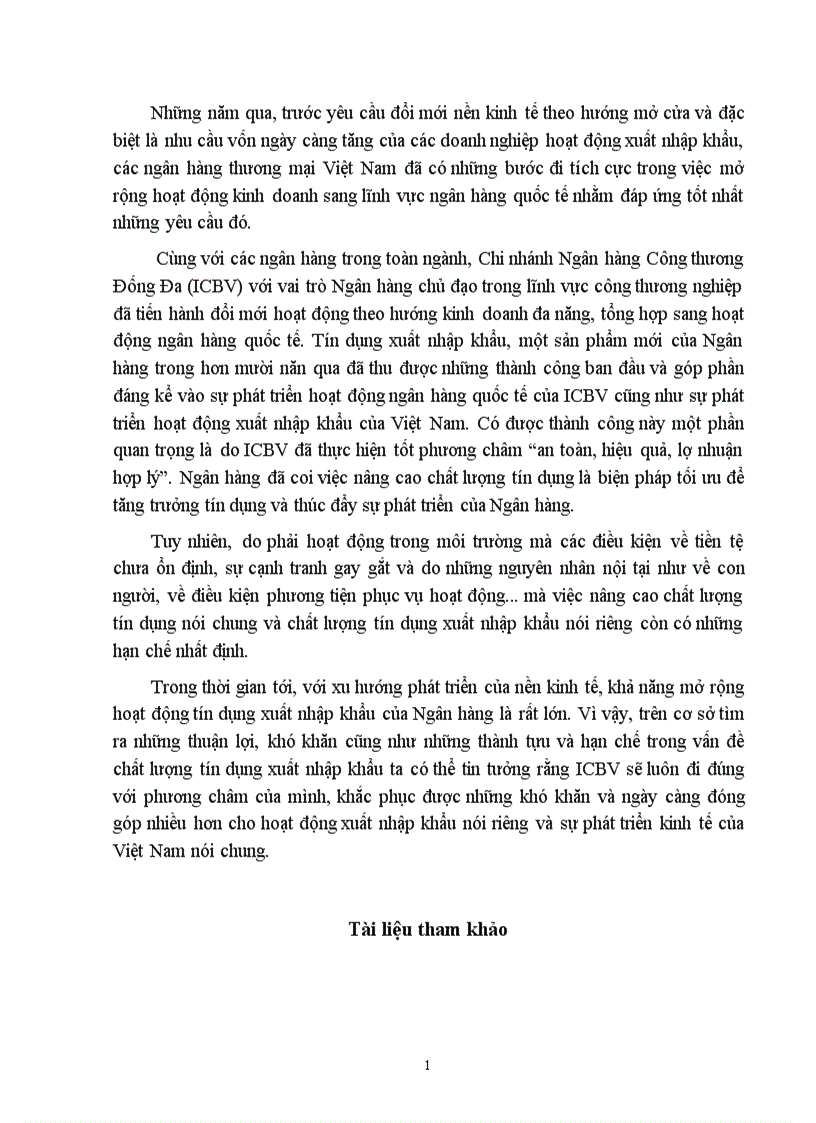 image for page Một số giải pháp nhằm nâng cao chất lượng tín dụng xuất nhập khẩu tại Chi nhánh Ngân hàng Công thương khu vực Đống Đa 1