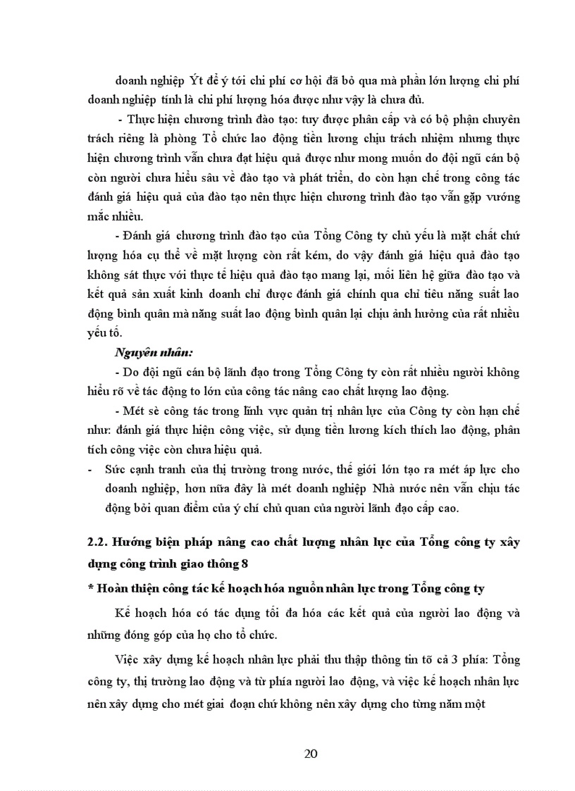 image for page Chất lượng nhân lực của Tổng công ty xay dựng công trình giao thông 8 Nguyên nhân và hướng biện pháp nâng cao 1