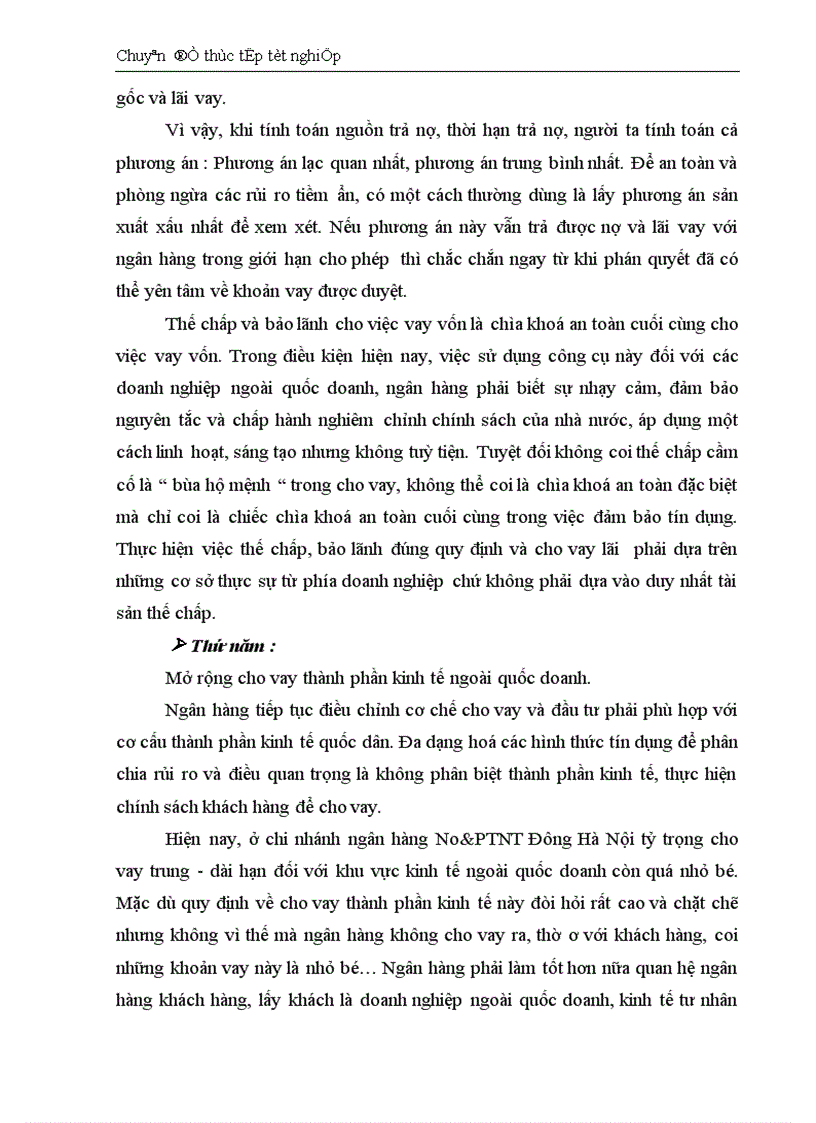 image for page Thực trạng và giải pháp đối với tín dụng trung dài hạn tại chi nhánh Ngân Hàng No PTNT Đông Hà Nội 1