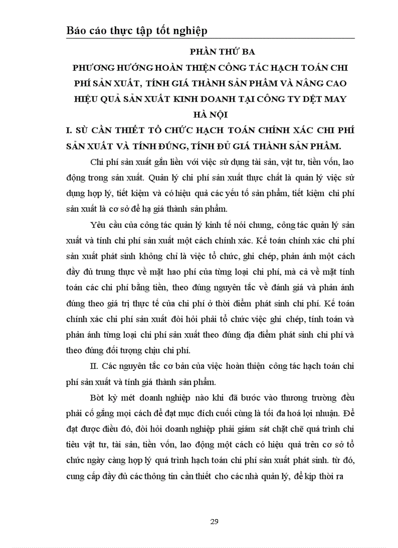 image for page Tổ chức hạch toán chi phí sản xuất và tính giá thành sản phẩm tại Nhà máy Sợi Công ty Dệt May Hà Nội