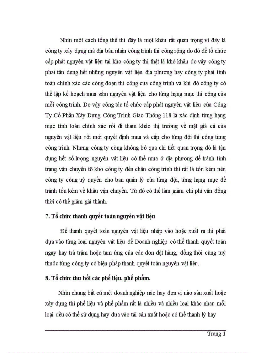 image for page Công tác quản lý nguyên vật liệu ở Công ty cổ phần xây dựng công trình giao thông 118 1