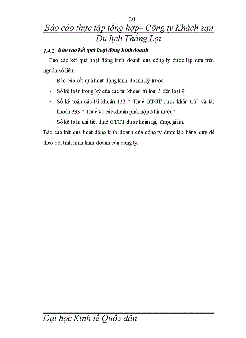 image for page Báo cáo thực tập tổng hợp tại Khách sạn Du lịch Thắng Lợi