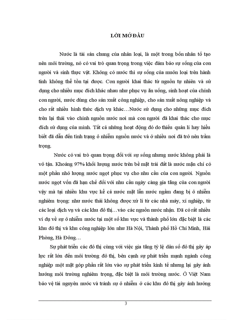 Thực trạng và giải pháp của nhà nước trong việc giải quyết vấn đề môi trường nước ở đô thị hiện nay 1