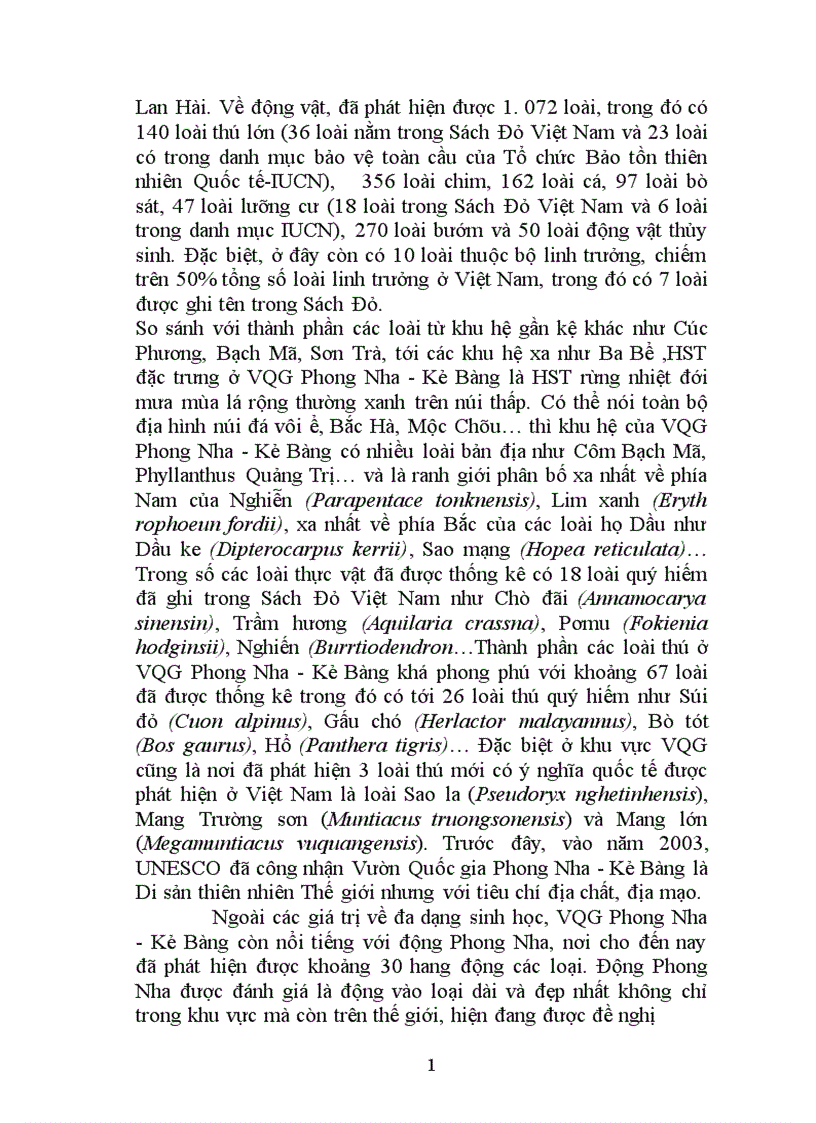 image for page Thực trạng các điều kiện để phát triển du lịch bền vững ở Vườn quốc gia Phong nha Kẻ bàng 1