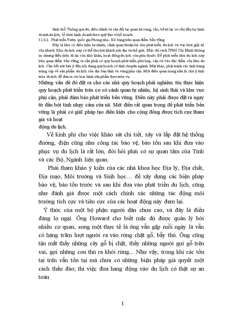 image for page Thực trạng các điều kiện để phát triển du lịch bền vững ở Vườn quốc gia Phong nha Kẻ bàng 1