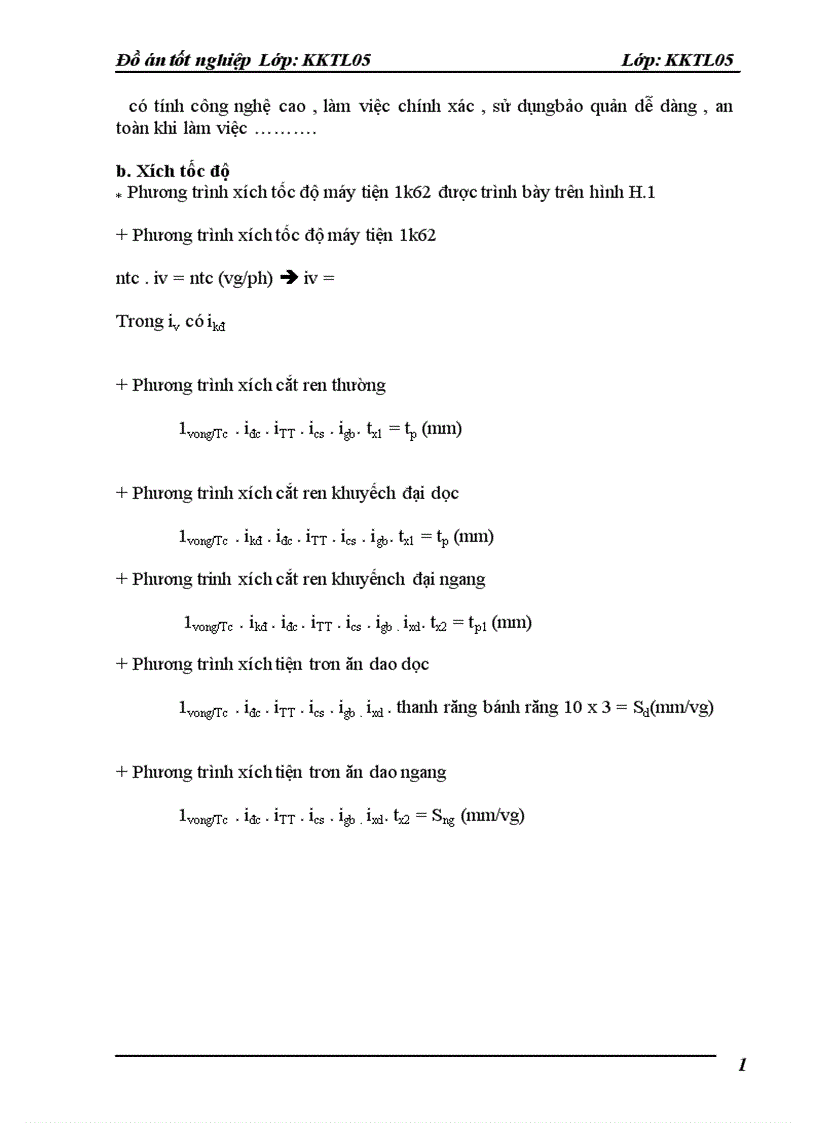 image for page Tính toán thiết kế máy tiện phay ngang vạn năng hạng trung ren vít vạn năng Các số liệu ban đầu