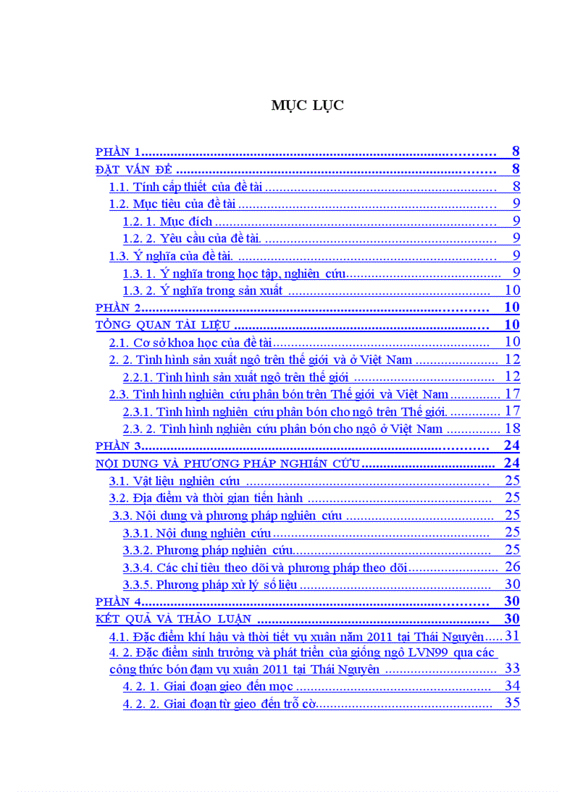 image for page Nghiên cứu ảnh hưởng của liều lượng đạm bón vào thời kỳ trước trỗ đến sinh trưởng và năng suất của giống ngô LVN99 vụ xuân năm 2011