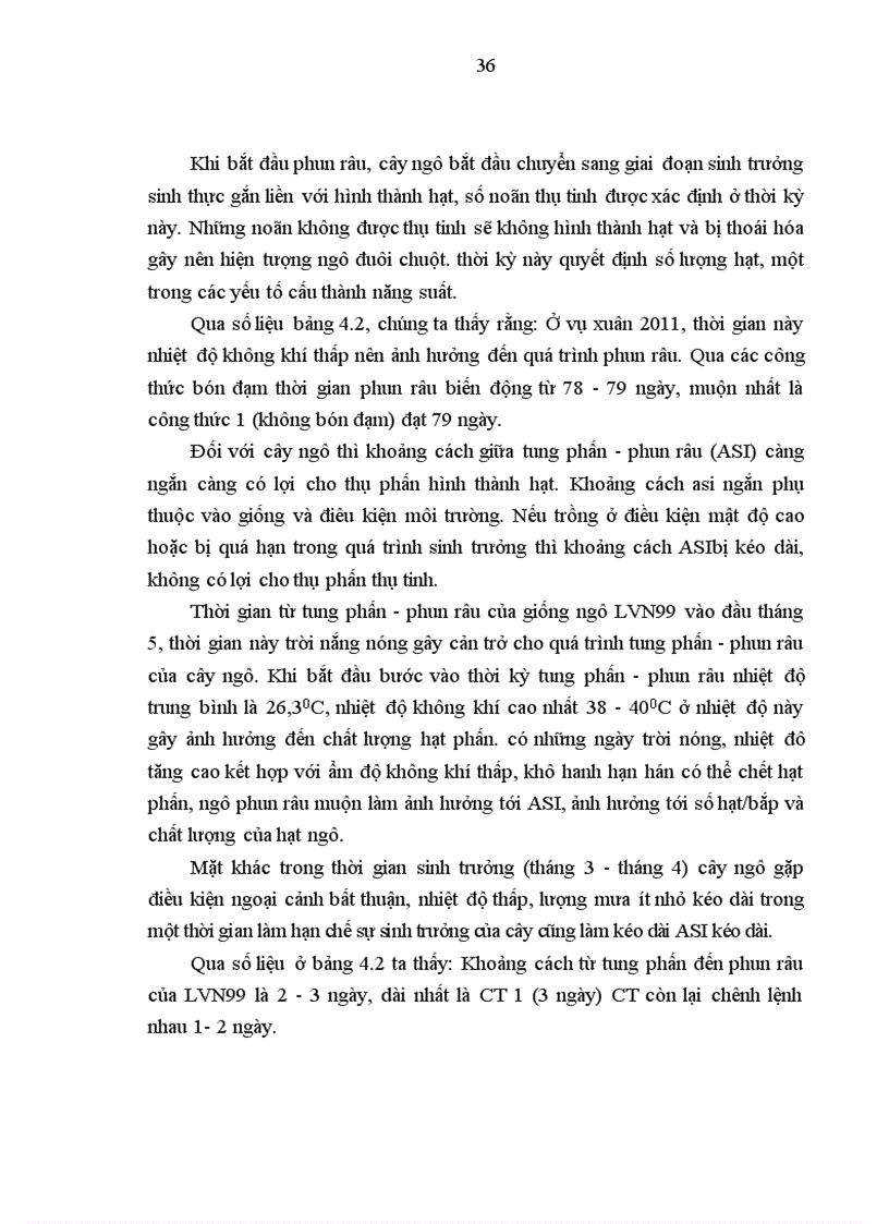 image for page Nghiên cứu ảnh hưởng của liều lượng đạm bón vào thời kỳ trước trỗ đến sinh trưởng và năng suất của giống ngô LVN99 vụ xuân năm 2011
