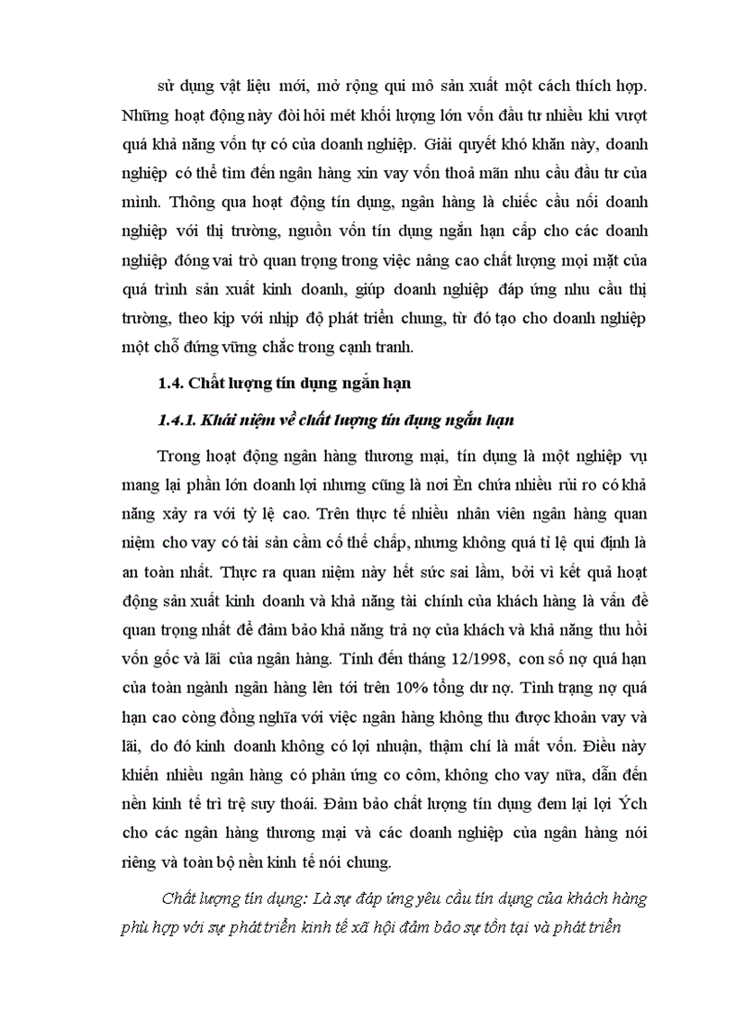 image for page Giải pháp nâng cao chất lượng tín dụng ngắn hạn ở hệ thống ngân hàng thương mại nước ta nghiên cứu từ quá trình thực tập tại chi nhánh ngân hàng liên doanh Chohung vina 1