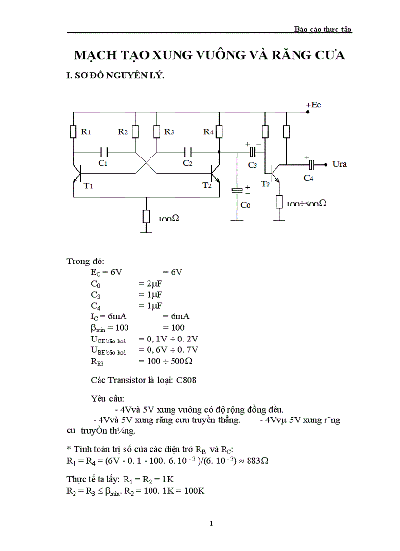 image for page Mạch tạo xung vuông và răng cưa 1