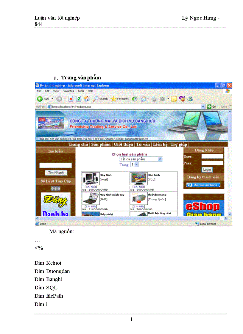 image for page Ứng dụng công nghệ ASP vào công việc quản lý và mua bán hàng máy tính trên mạng