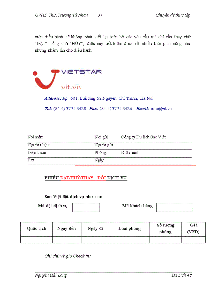 image for page Hoàn thiện quy trình điều hành chương trình du lịch nội địa tại công ty Đầu tư và Du lịch Sao Việt 1