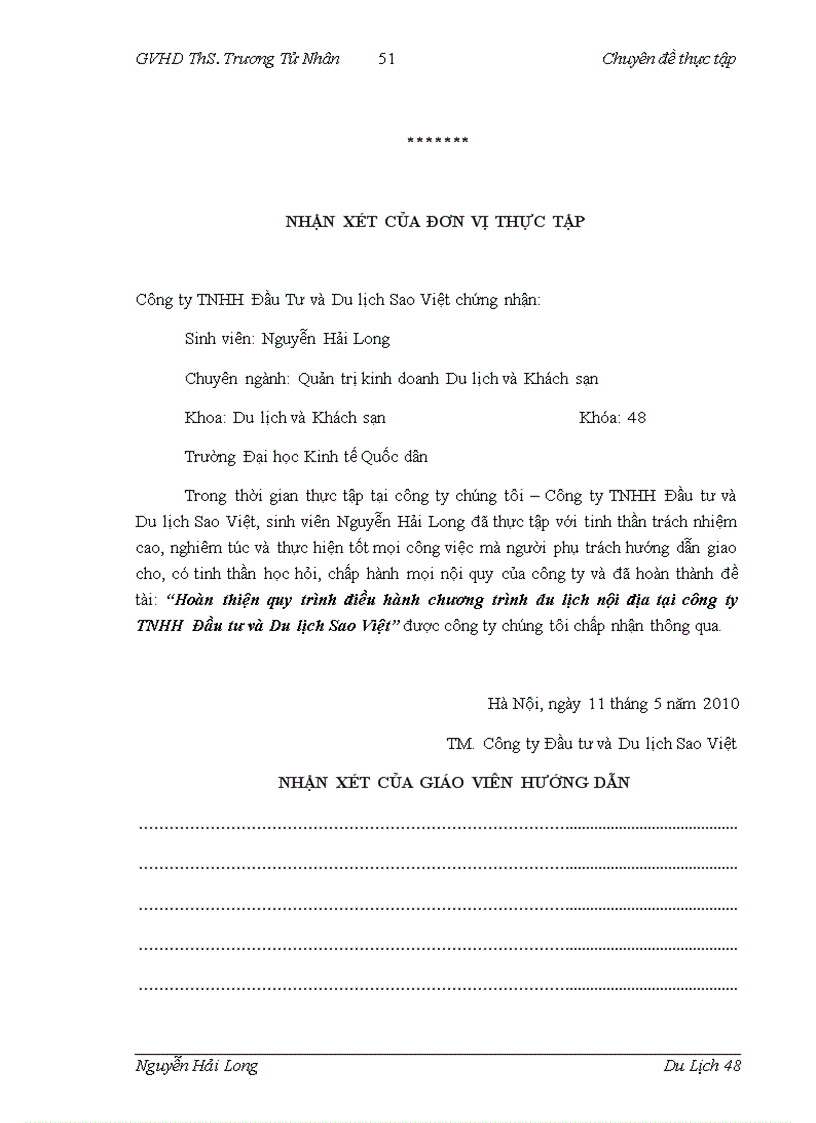 image for page Hoàn thiện quy trình điều hành chương trình du lịch nội địa tại công ty Đầu tư và Du lịch Sao Việt 1