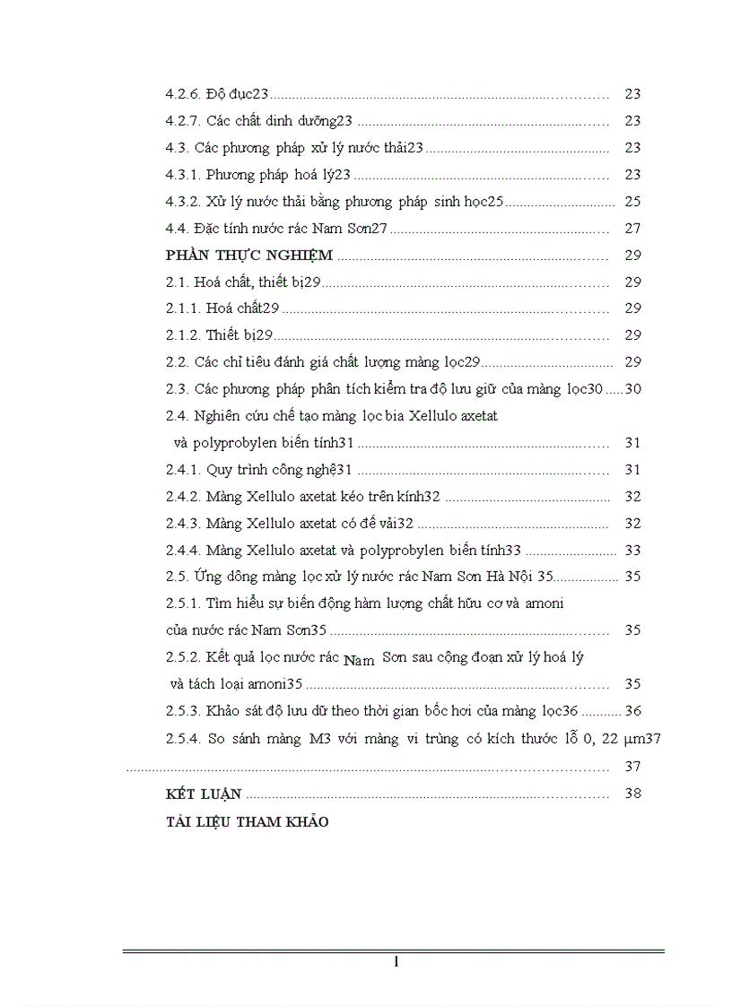 image for page Bước đầu nghiên cứu chế tạo màng siêu lọc ứng dụng thử để lọc bia và xử lý nước bãi rác Nam Sơn Sóc Sơn Hà Nội