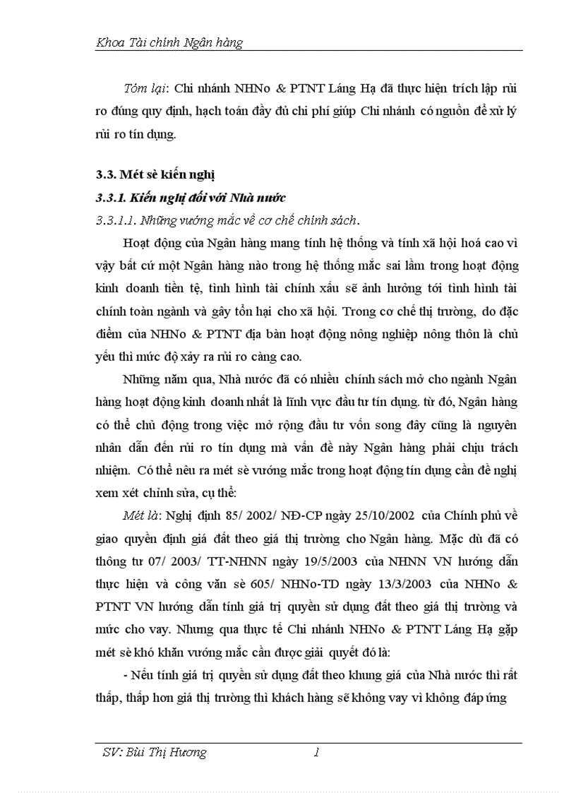image for page Giải pháp phòng ngừa hạn chế rủi ro trong hoạt động tín dụng tại Chi nhánh Ngân hàng Nông nghiệp và Phát triển nông thôn Láng Hạ 1