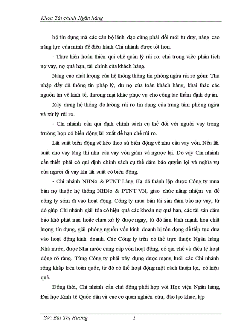image for page Giải pháp phòng ngừa hạn chế rủi ro trong hoạt động tín dụng tại Chi nhánh Ngân hàng Nông nghiệp và Phát triển nông thôn Láng Hạ 1