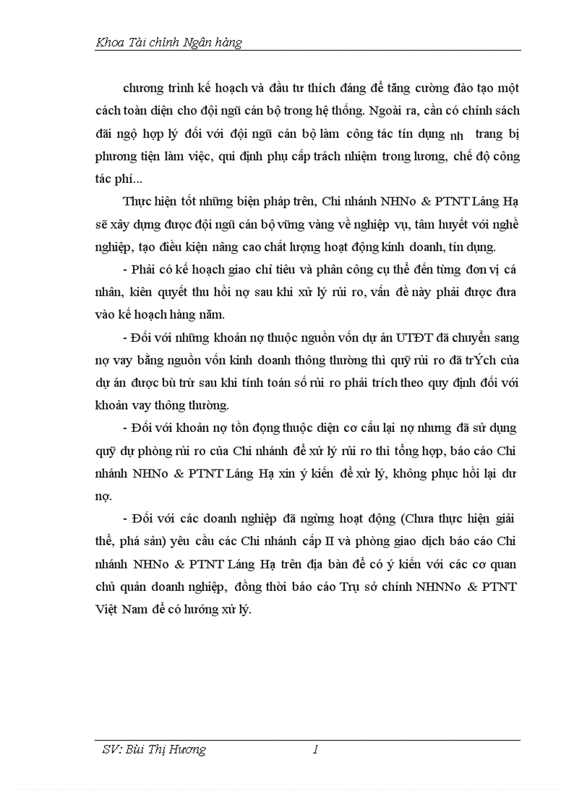 image for page Giải pháp phòng ngừa hạn chế rủi ro trong hoạt động tín dụng tại Chi nhánh Ngân hàng Nông nghiệp và Phát triển nông thôn Láng Hạ 1