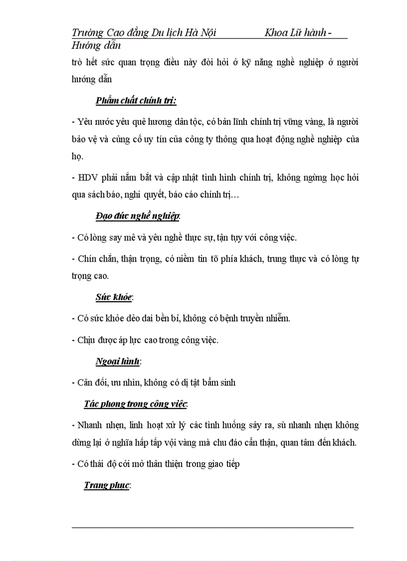 image for page Hoạt động của bộ phận hướng dẫn viên trong công ty thương mại và du lịch bắc á
