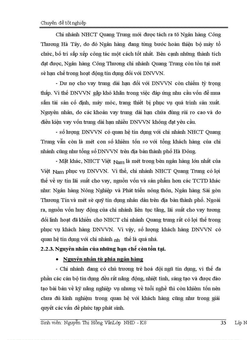 image for page Giải pháp mở rộng hoạt động tín dụng đối với DNVVN tại chi nhánh NHCT Quang Trung