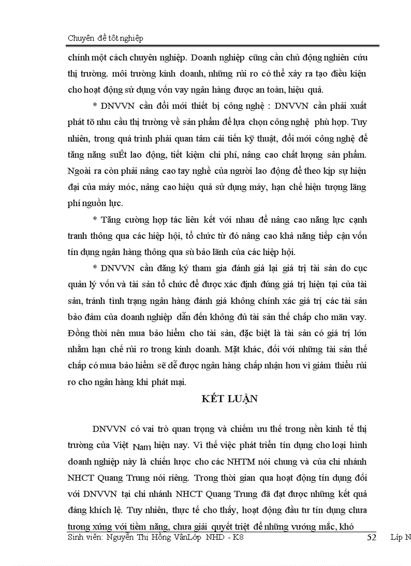 image for page Giải pháp mở rộng hoạt động tín dụng đối với DNVVN tại chi nhánh NHCT Quang Trung